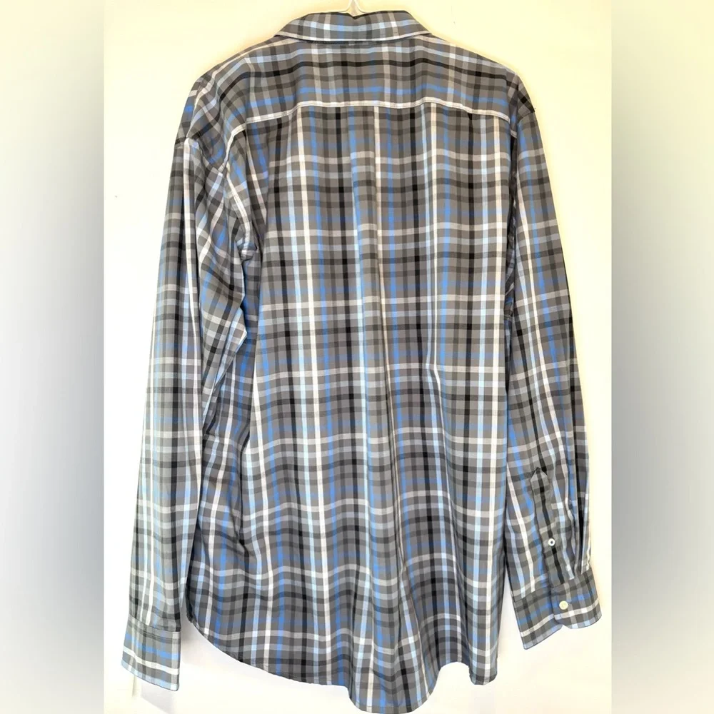 IZOD Performance Comfort Shirt Men's Blue Gray Plaid Button Down Size XL NWT - Picture 4 of 10